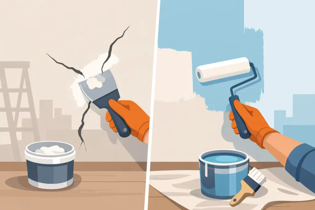Wall Crack Patching Before Painting