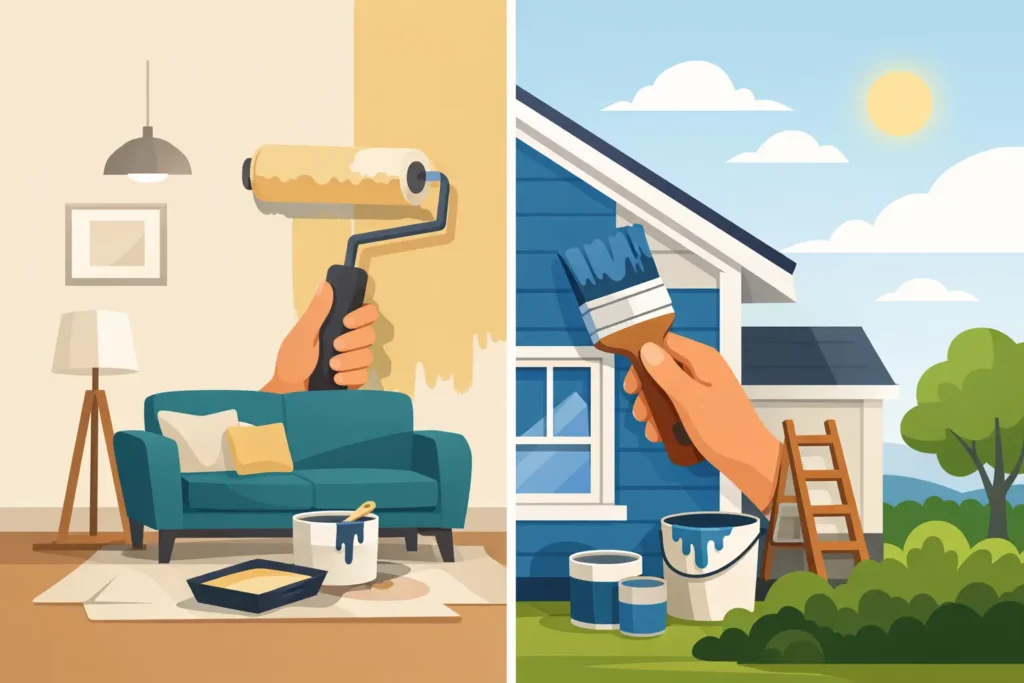 Interior vs Exterior House Painting
